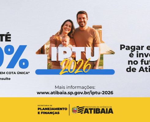 Carnê do IPTU 2026 já está disponível para os contribuintes de Atibaia