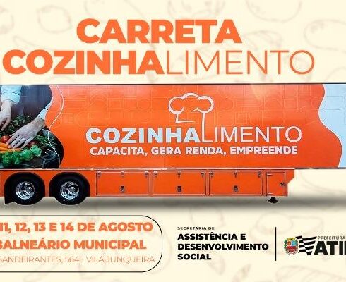 Atibaia recebe carreta do Cozinhalimento com cursos gratuitos de gastronomia