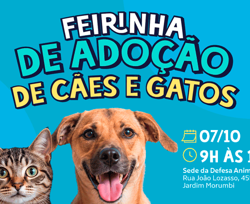Defesa Animal promove 20ª Feirinha de Adoção 2026 no próximo dia 7
