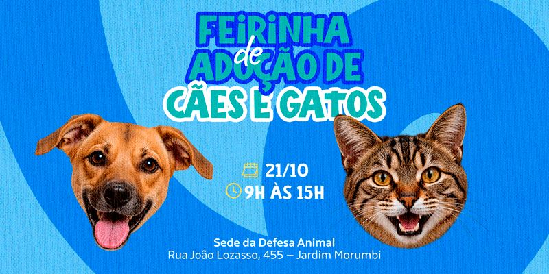 Defesa Animal promove 21ª Feirinha de Adoção 2026 no próximo dia 21 Defesa Animal promove 21ª Feirinha de Adoção 2026 no próximo dia 21